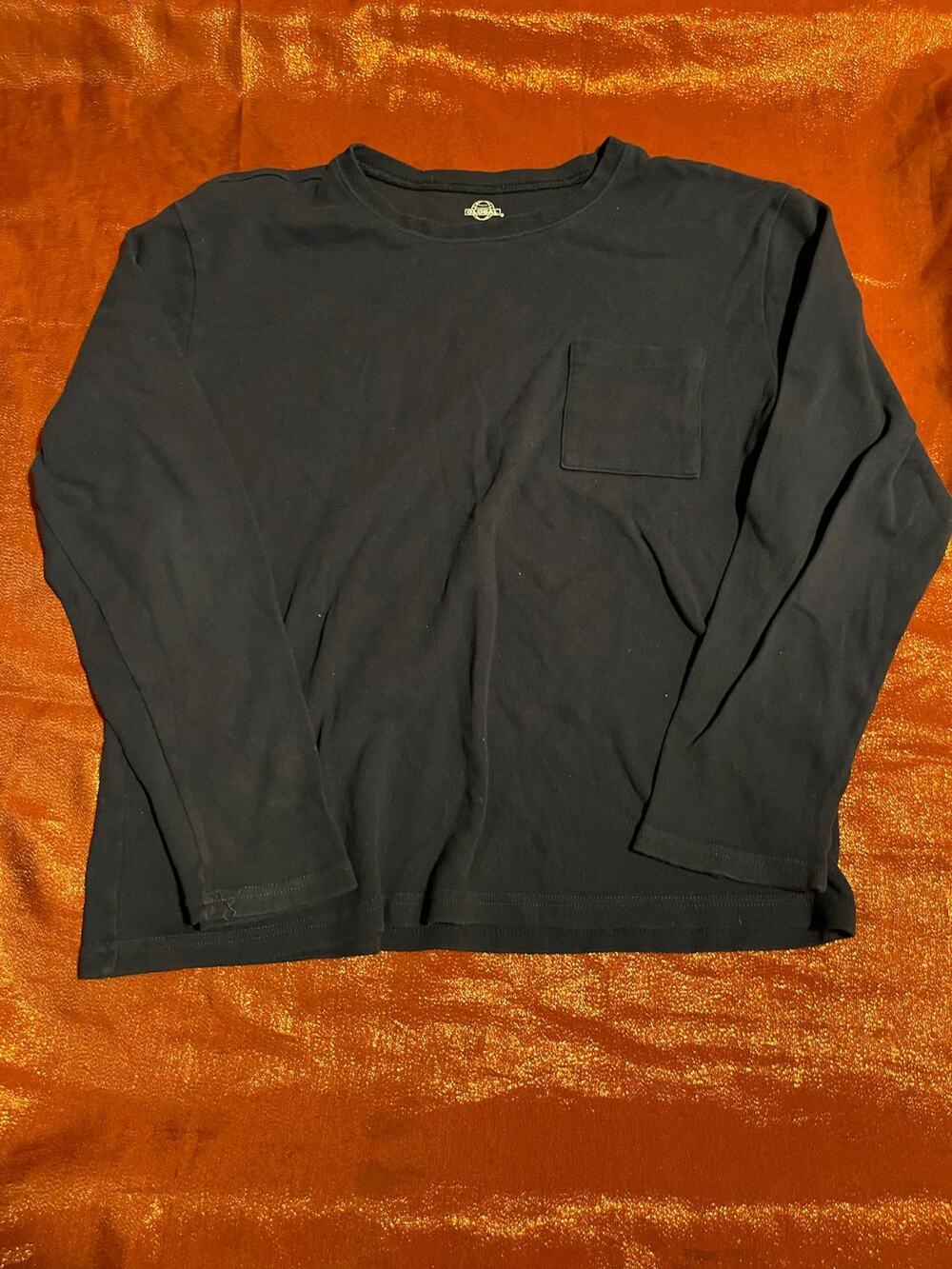 Global Long Sleeve Shirt Mens M Black Pocket Tee Crewneck Cotton Everyday Wear